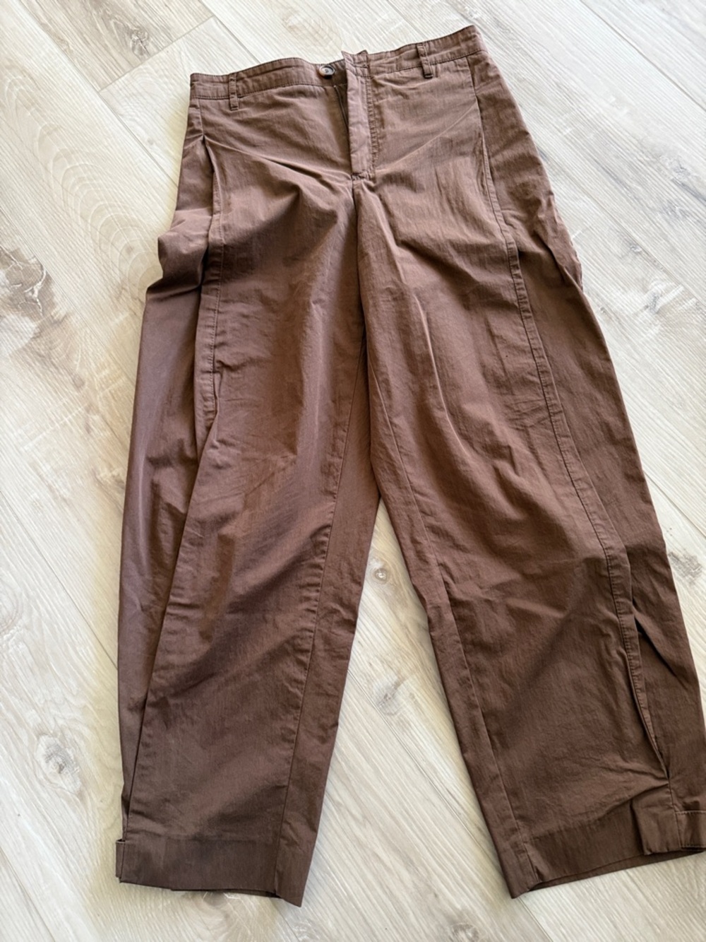 Zara Brown Cropped Wide-Leg Trousers